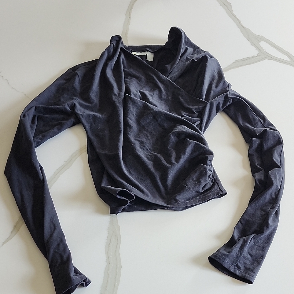 Zella Black Asymmetrical Wrap Blouse